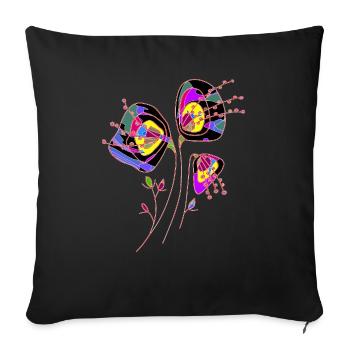 Blumen - Sofakissenbezug 45 x 45 cm - Schwarz - Vorne