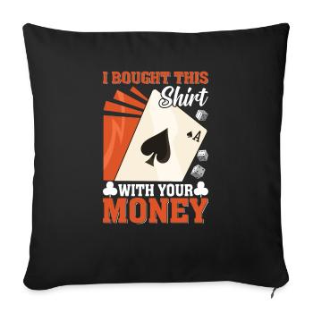 Kartenspiel Kartenspieler Pokern - Sofakissenbezug 45 x 45 cm - Schwarz - Vorne