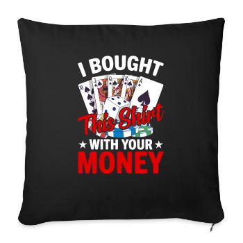 Jeu de cartes Joueur de cartes Poker - Housse de coussin décorative 45 x 45 cm - noir - Devant