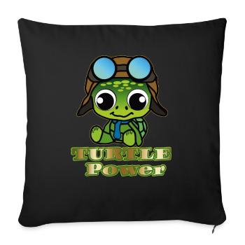 Puissance de la tortue - Housse de coussin décorative 45 x 45 cm - noir - Devant