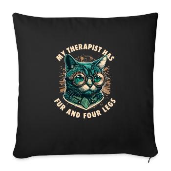 Funny Cat Lovers Gift For Cats Mom - Sofa pillowcase 17,3'' x 17,3'' (45 x 45 cm) - black - Front