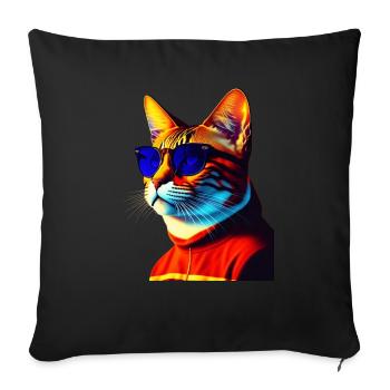 Coole Katze trägt Sonnenbrille - Sofakissenbezug 45 x 45 cm - Schwarz - Vorne