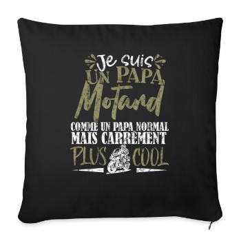 Je suis un Papa Motard Humour Moto Drole Motoriste - Housse de coussin décorative 45 x 45 cm - noir - Devant