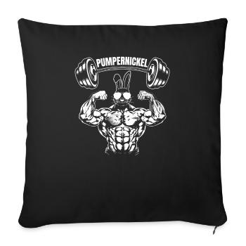 Pumpernickel Hase Powerlifting Gewichtheben - Sofakissenbezug 45 x 45 cm - Schwarz - Vorne
