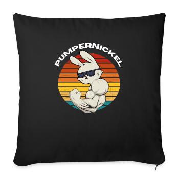 Pumpernickel Hase Powerlifting Gewichtheben - Sofakissenbezug 45 x 45 cm - Schwarz - Vorne