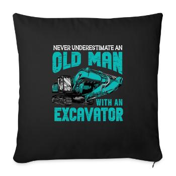 Lustiger Bagger Spruch für Baggerfahrer - Sofakissenbezug 45 x 45 cm - Schwarz - Vorne