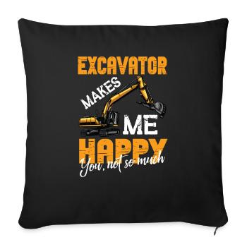 Lustiger Bagger Spruch für Baggerfahrer - Sofakissenbezug 45 x 45 cm - Schwarz - Vorne