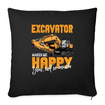 Lustiger Bagger Spruch für Baggerfahrer - Sofakissenbezug 45 x 45 cm - Schwarz - Vorne