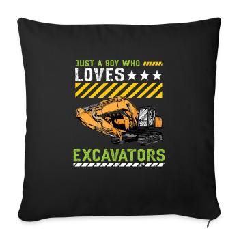 Lustiger Bagger Spruch für Baggerfahrer - Sofakissenbezug 45 x 45 cm - Schwarz - Vorne