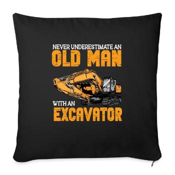 Lustiger Bagger Spruch für Baggerfahrer - Sofakissenbezug 45 x 45 cm - Schwarz - Vorne