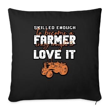 Lustiger Landwirt Spruch mit Traktor - Sofakissenbezug 45 x 45 cm - Schwarz - Vorne