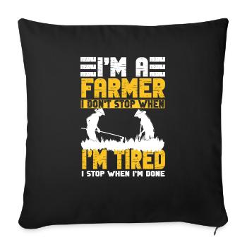 Lustiger Landwirt Spruch mit Traktor - Sofakissenbezug 45 x 45 cm - Schwarz - Vorne