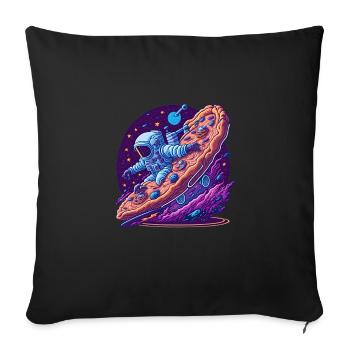 Astronaut Riding a Pizza Through Space - Sofa pillowcase 17,3'' x 17,3'' (45 x 45 cm) - black - Front