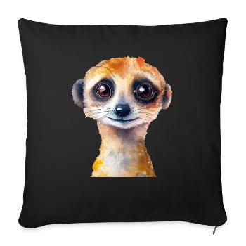 MeerkatWatercolor Drawing - Sofa pillowcase 17,3'' x 17,3'' (45 x 45 cm) - black - Front