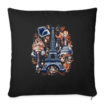 Paris et ses monuments - Housse de coussin décorative 45 x 45 cm - noir - Devant