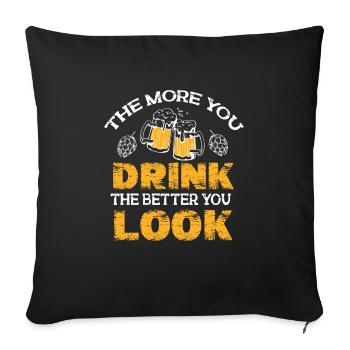 Feiern Bier Party Spruch I Biertrinken - Sofakissenbezug 45 x 45 cm - Schwarz - Vorne