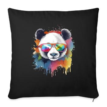 Ikko le panda à lunettes - Housse de coussin décorative 45 x 45 cm - noir - Devant