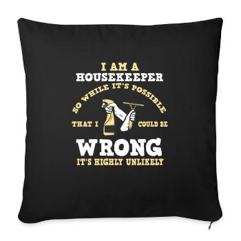 Putzfrau Spruch Reinigungskraft Putzfee - Sofakissenbezug 45 x 45 cm - Schwarz - Vorne