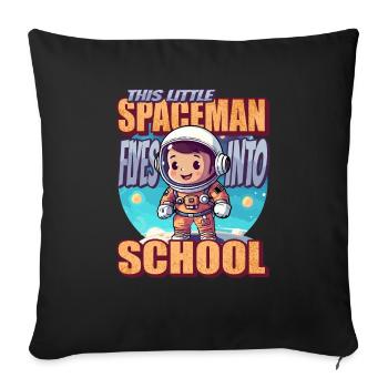 Ce petit astronaute s’envole pour l’école - Housse de coussin décorative 45 x 45 cm - noir - Devant