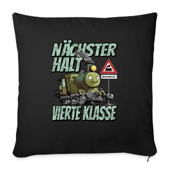 Nächster Halt Vierte Klasse - Grundschule Lok und - Sofakissenbezug 45 x 45 cm - Schwarz - Vorne