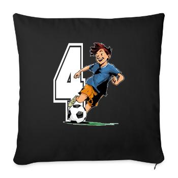 Football Birthday - 4 years old Boy - 4. - Sofa pillowcase 17,3'' x 17,3'' (45 x 45 cm) - black - Front