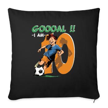 Football Birthday - 10 years old boy - 10. - Sofa pillowcase 17,3'' x 17,3'' (45 x 45 cm) - black - Front