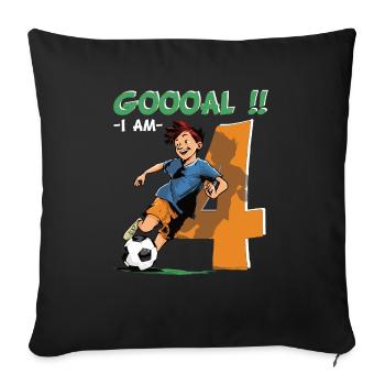Football Birthday - 4 years old Boy - 4. - Sofa pillowcase 17,3'' x 17,3'' (45 x 45 cm) - black - Front