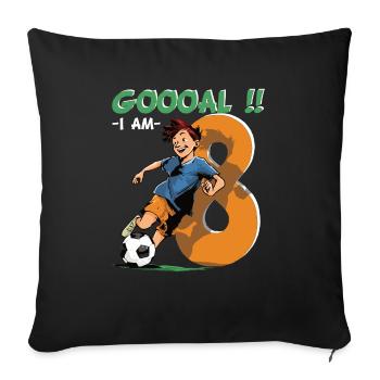 Football Birthday - 8 years old boy - 8. - Sofa pillowcase 17,3'' x 17,3'' (45 x 45 cm) - black - Front
