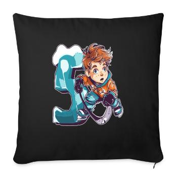 Ice Hockey Birthday - 5 years old boy - 5. - Sofa pillowcase 17,3'' x 17,3'' (45 x 45 cm) - black - Front