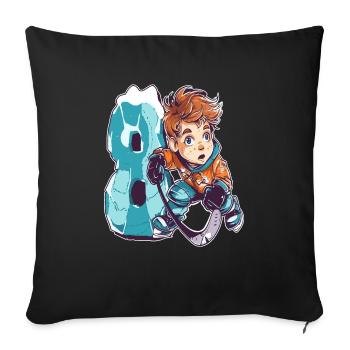 Anniversaire de hockey sur glace - garçon de 8 ans - 8. - Housse de coussin décorative 45 x 45 cm - noir - Devant