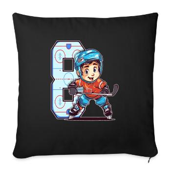 Anniversaire de hockey sur glace - garçon de 8 ans - 8. - Housse de coussin décorative 45 x 45 cm - noir - Devant