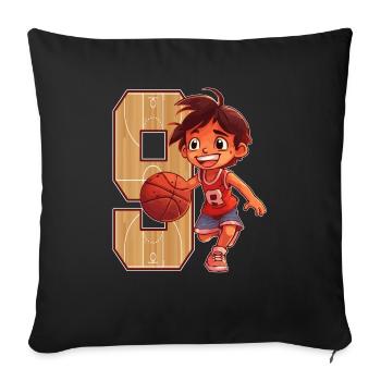 Basketball Birthday - 9 years old Boy - 9. - Sofa pillowcase 17,3'' x 17,3'' (45 x 45 cm) - black - Front