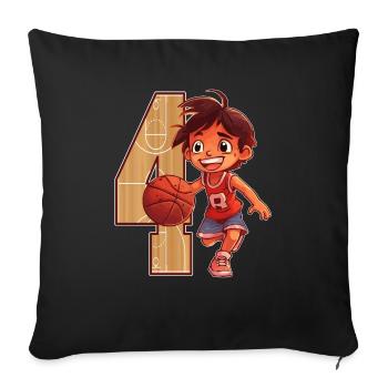 Basketball Birthday - 4 years old Boy - 4. - Sofa pillowcase 17,3'' x 17,3'' (45 x 45 cm) - black - Front