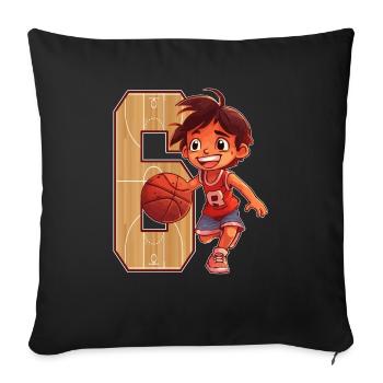 Basketball Anniversaire - 6 ans Garçon - 6. - Housse de coussin décorative 45 x 45 cm - noir - Devant