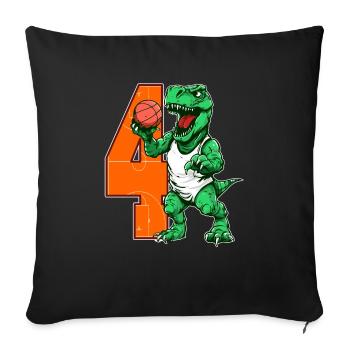 Basketball Dino - 4 year old boy - 4. - Sofa pillowcase 17,3'' x 17,3'' (45 x 45 cm) - black - Front