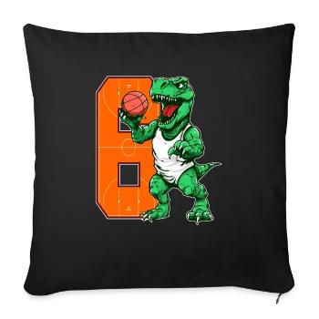 Basketball Dino - garçon de 6 ans - 6. - Housse de coussin décorative 45 x 45 cm - noir - Devant