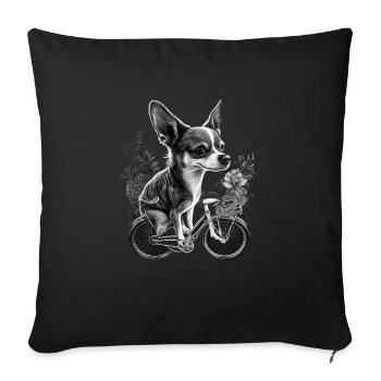 Chihuahua | Bike | Bicycle | Dog | Cycling | - Sofakissenbezug 45 x 45 cm - Schwarz - Vorne