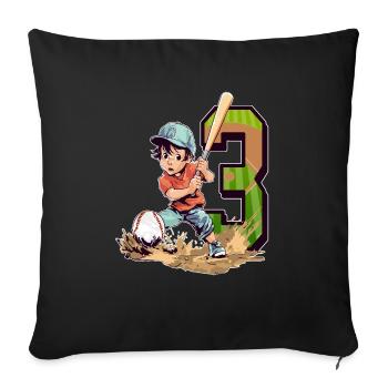 Baseball Birthday - 3 years old Boy - 3. - Sofa pillowcase 17,3'' x 17,3'' (45 x 45 cm) - black - Front