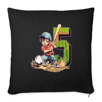 Baseball Birthday - 5 years old boy - 5. - Sofa pillowcase 17,3'' x 17,3'' (45 x 45 cm) - black - Front