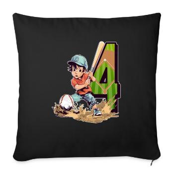 Anniversaire de baseball - 4 ans Garçon - 4. - Housse de coussin décorative 45 x 45 cm - noir - Devant