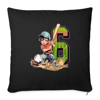Anniversaire de baseball - 6 ans Garçon - 6. - Housse de coussin décorative 45 x 45 cm - noir - Devant