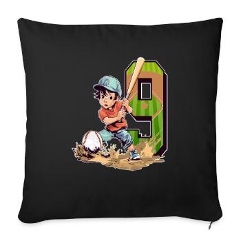 Baseball Birthday - 9 years old boy - 9. - Sofa pillowcase 17,3'' x 17,3'' (45 x 45 cm) - black - Front