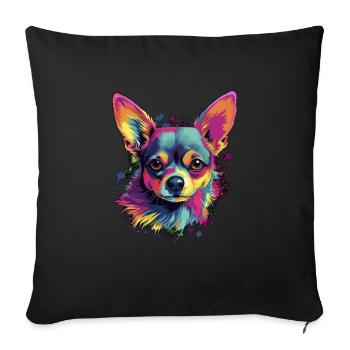 Chihuahua | Abstrakte Malerei | Farbe | Niedlicher - Sofakissenbezug 45 x 45 cm - Schwarz - Vorne