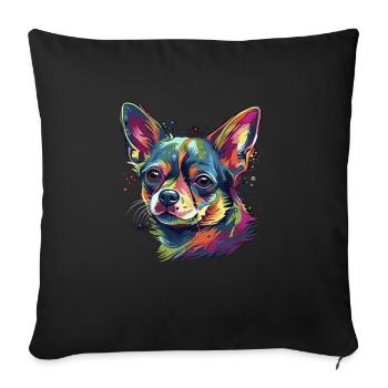 Chihuahua | Abstrakte Malerei | Farbe | Niedlicher - Sofakissenbezug 45 x 45 cm - Schwarz - Vorne