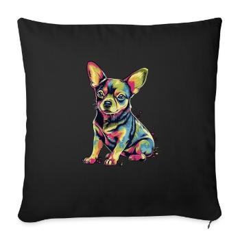 Chihuahua | Abstrakte Malerei | Farbe | Niedlicher - Sofakissenbezug 45 x 45 cm - Schwarz - Vorne
