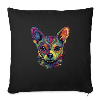 Chihuahua | Abstrakte Malerei | Farbe | Niedlicher - Sofakissenbezug 45 x 45 cm - Schwarz - Vorne