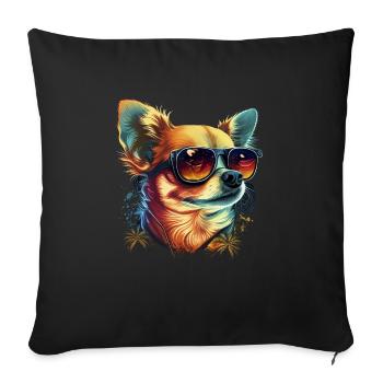 Chihuahua | Abstrakte Malerei | Farbe | Niedlicher - Sofakissenbezug 45 x 45 cm - Schwarz - Vorne