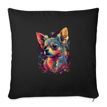 Chihuahua | Abstrakte Malerei | Farbe | Niedlicher - Sofakissenbezug 45 x 45 cm - Schwarz - Vorne