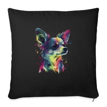 Chihuahua | Abstrakte Malerei | Farbe | Niedlicher - Sofakissenbezug 45 x 45 cm - Schwarz - Vorne