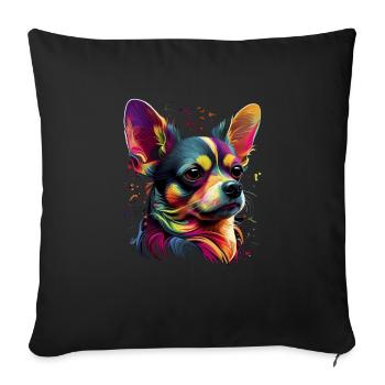 Chihuahua | Abstrakte Malerei | Farbe | Niedlicher - Sofakissenbezug 45 x 45 cm - Schwarz - Vorne
